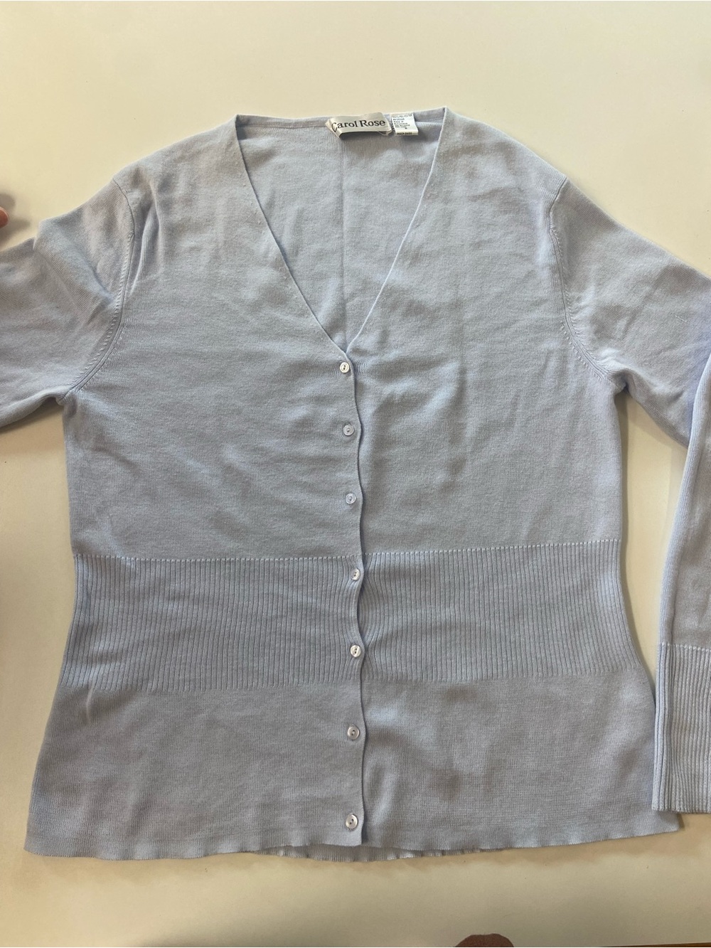 Carol Rose Y2K Ice Blue V-Neck Button-Front Cardigan Sweater never worn women's